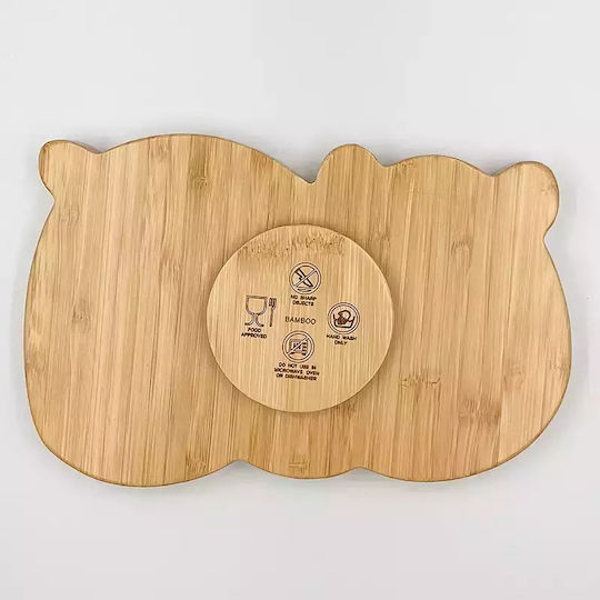 Pandaboo Baby Food Plate made of Bamboo Yellow