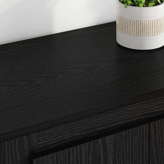 Wall Living Room Display Cabinet Made of Particle Board with Windowed Black Beech 35x60x103.5cm 3402676
