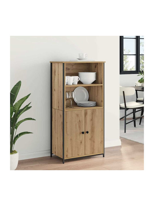 Wand Wohnzimmer Vitrine aus Holz & Metall mit Glas Artisan Oak 62x36x121.5cm