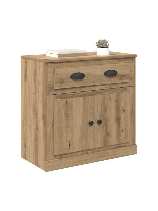 Wall Living Room Display Cabinet made of Particleboard with Glass Artisan Oak 70x35.5x67.5cm