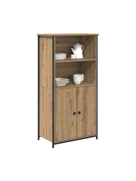 Wand Wohnzimmer Vitrine aus Holz & Metall mit Glas Artisan Oak 62x36x121.5cm