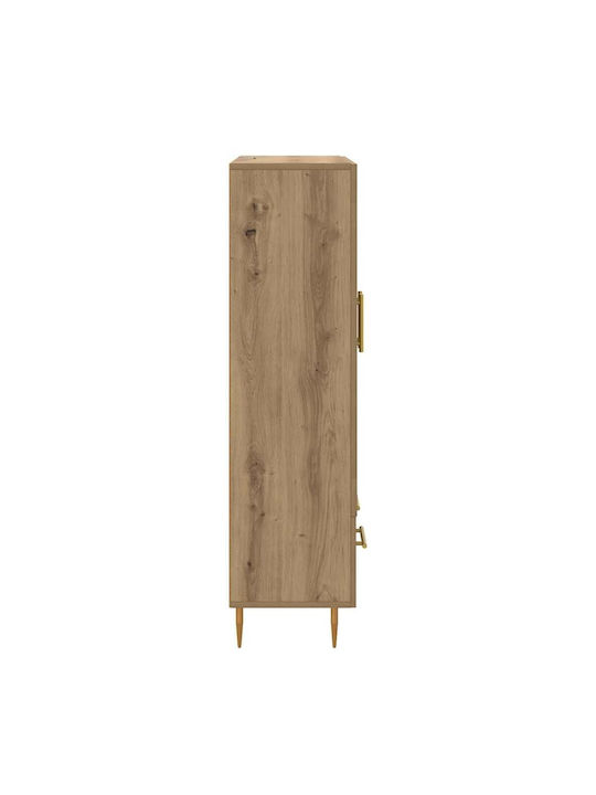 Wall Living Room Display Cabinet made of Wood & Metal with Glass Artisan Oak 69.5x31x115cm