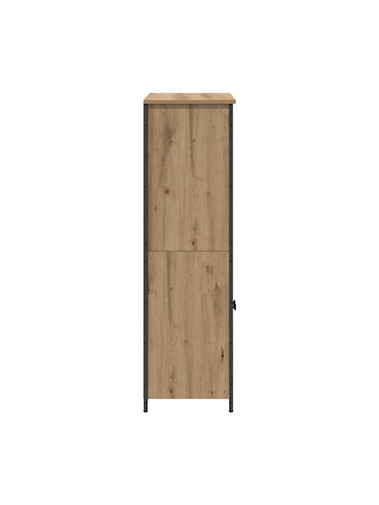 Wand Wohnzimmer Vitrine aus Holz & Metall mit Glas Artisan Oak 62x36x121.5cm