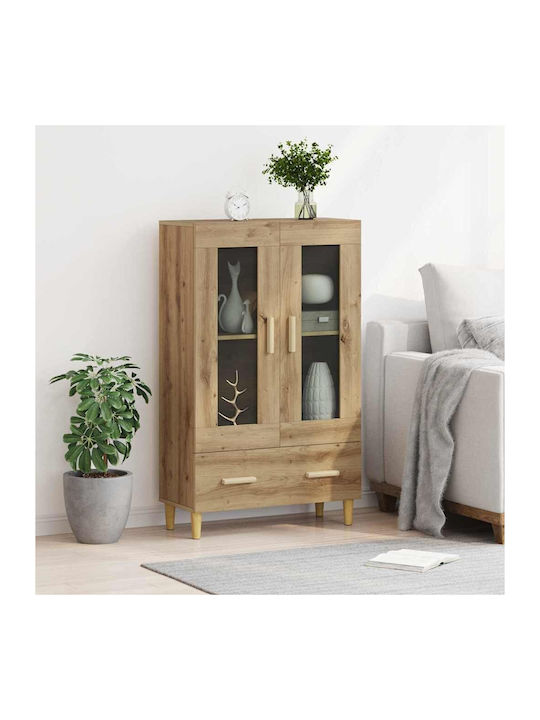 Wand Wohnzimmer Vitrine aus Spanplatte mit Glas Artisan Oak 70x31x115cm