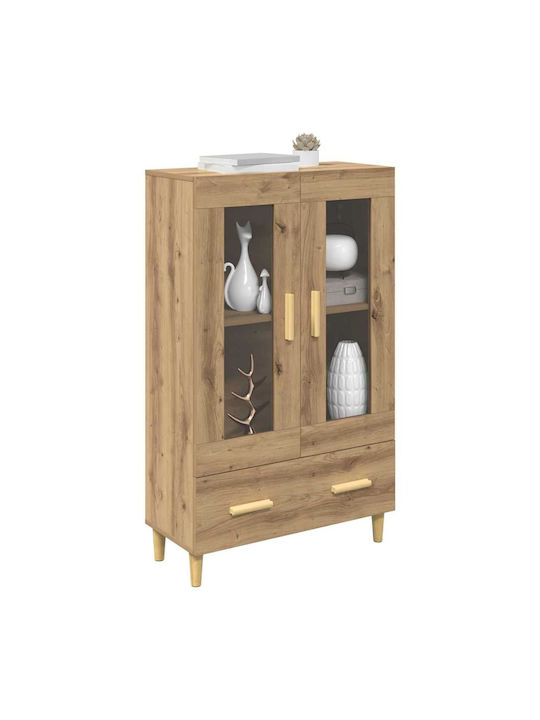 Wand Wohnzimmer Vitrine aus Spanplatte mit Glas Artisan Oak 70x31x115cm