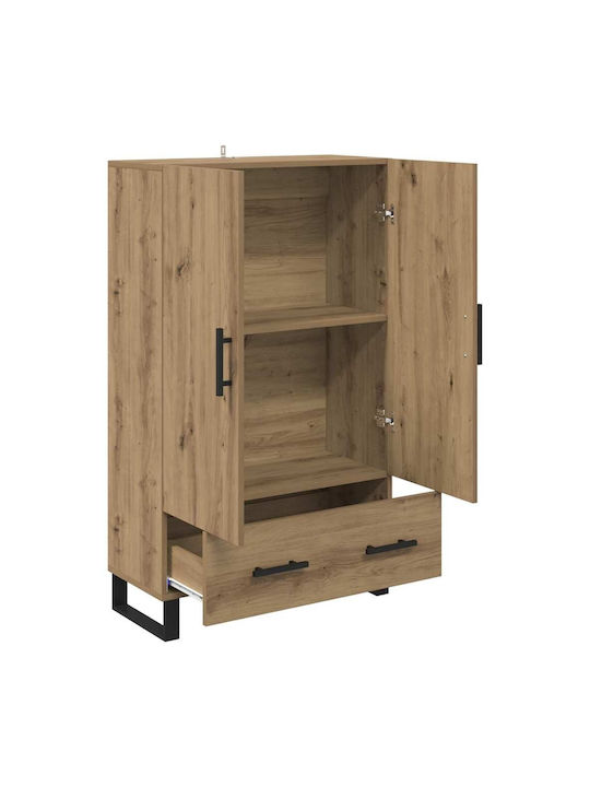 vidaXL Wohnzimmer Vitrine aus Eiche und Metall mit Verglasung Artisan Eiche 69.5x30x115cm