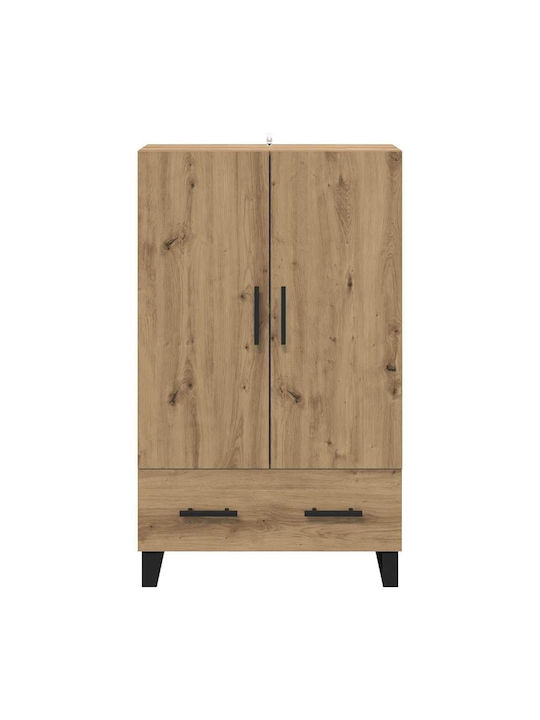 vidaXL Wohnzimmer Vitrine aus Eiche und Metall mit Verglasung Artisan Eiche 69.5x30x115cm