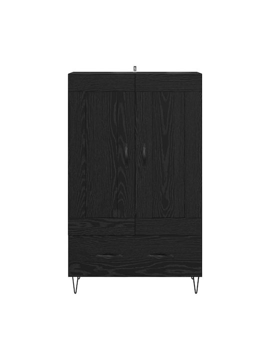 Wand Wohnzimmer Vitrine aus Holz & Metall mit Glas Black Beech 69.5x31x115cm