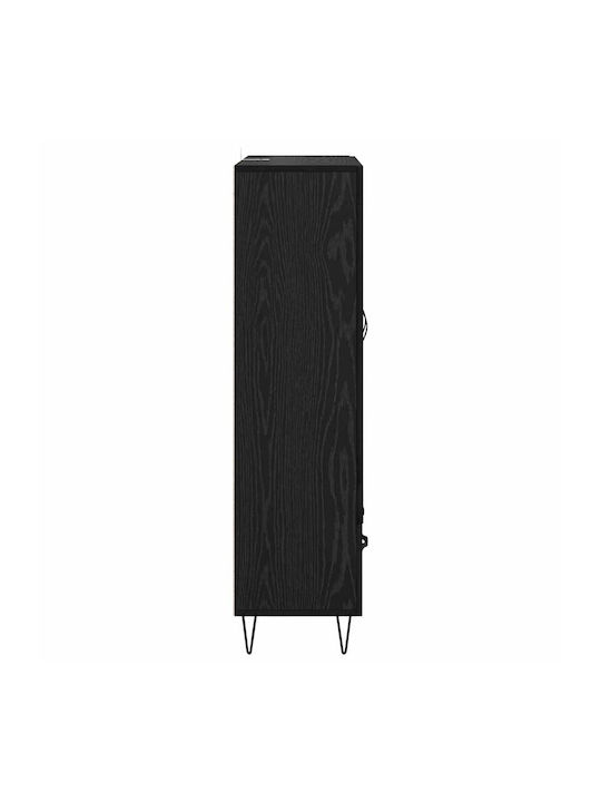 Wand Wohnzimmer Vitrine aus Holz & Metall mit Glas Black Beech 69.5x31x115cm