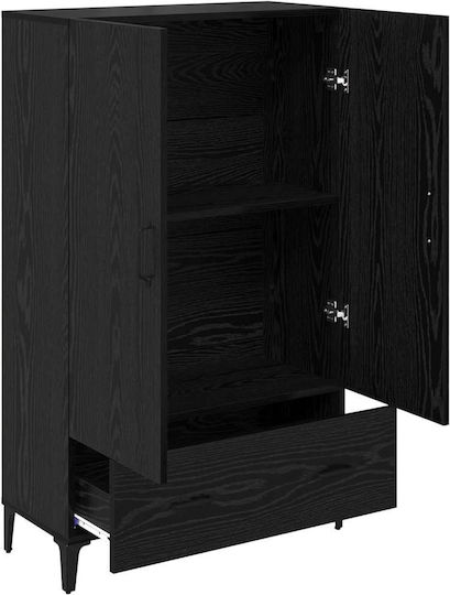 Living Room Display Cabinet made of Wood and Metal with Glass Black Oak 70x31x115cm