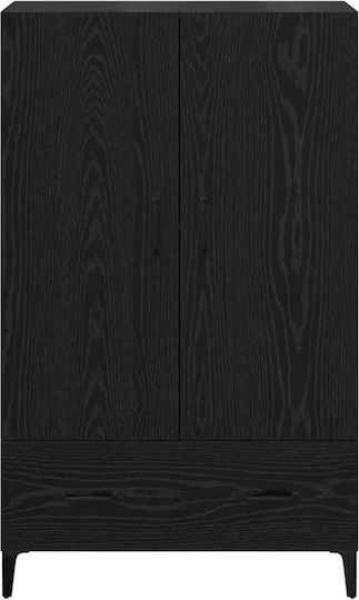 Living Room Display Cabinet made of Wood and Metal with Glass Black Oak 70x31x115cm