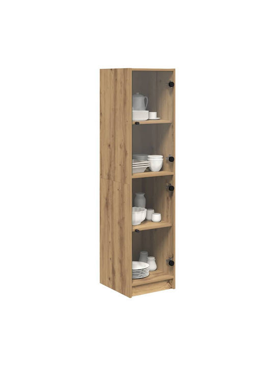 Wall Living Room Display Cabinet made of Particleboard with Glass Artisan Oak 35x37x142cm