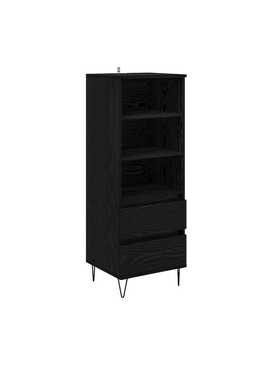 Висулка Витрина за хол от Дърво & Метал със Стъкло Black Beech 40x36x110см