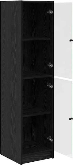 Wall Living Room Display Cabinet made of Particleboard with Glass Black Beech 35x37x142cm