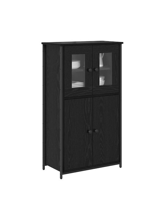 Висулка Витрина за хол от Дърво & Метал със Стъкло Black Beech 62x32x106.5см