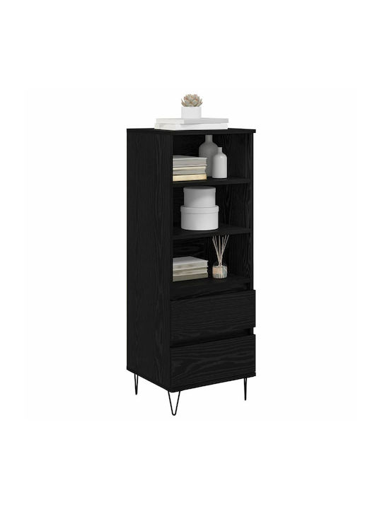 Висулка Витрина за хол от Дърво & Метал със Стъкло Black Beech 40x36x110см