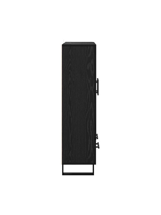 Wand Wohnzimmer Vitrine aus Holz & Metall mit Glas Black Beech 69.5x31x115cm