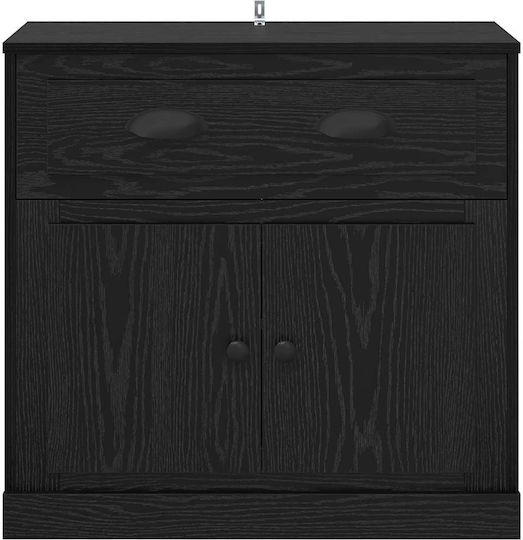 Living Room Display Cabinet made of Particle Board with Windowed Black Oak 70x35.5x67.5cm