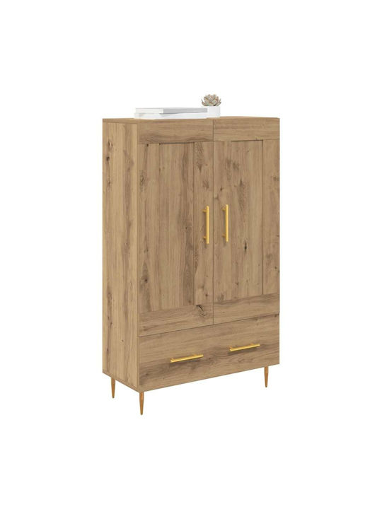 Floor-standing Living Room Display Cabinet made of Wood & Metal with Glass Artisan Oak 69.5x31x115cm