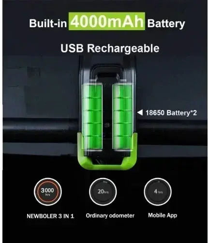 BK-1920 Rechargeable Front Bicycle Light Black LED with Horn and Wireless Speedometer