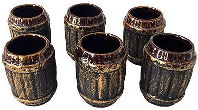 Set Ceramic Pahare În Formă De Armă 6 Pahare Maro Negru