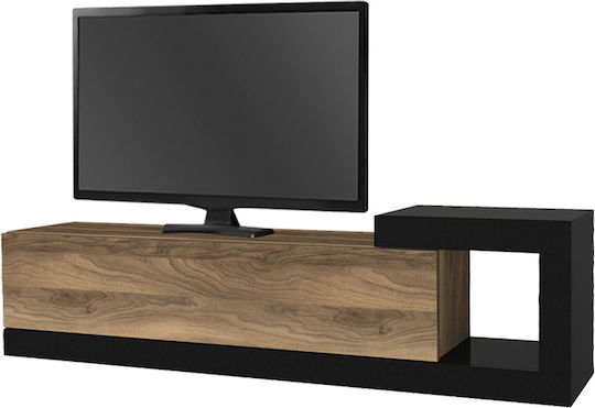 TV-Ständer Volare aus Metall & Walnuss Holz - Schwarz M150xT29.6xH38.6cm