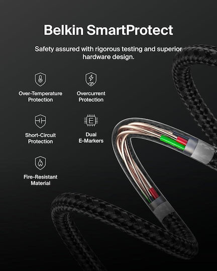 Belkin Boost↑charge Pro Cablu Braided USB-C Masculin - USB-C 240W PD Negru 3m CAB025HQ3MBK