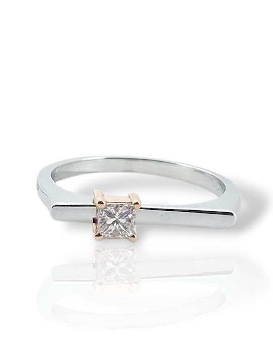 Mentzos Ring with Diamond made of White gold 18K