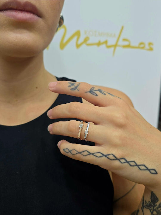 Mentzos Ring with Diamond made of White gold 18K
