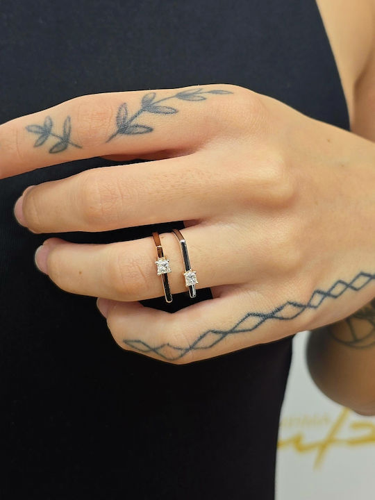Mentzos Ring with Diamond made of White gold 18K