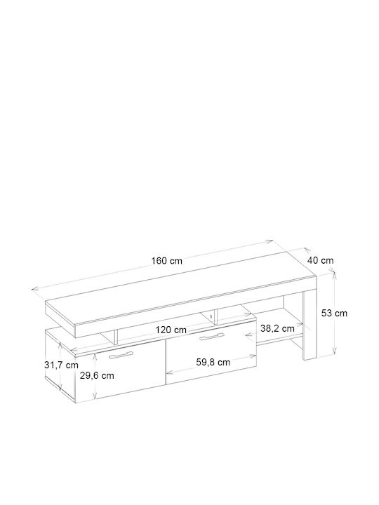 TV Stand Acnes White Marble Effect - Sapphire Oak M160xD40xH53cm
