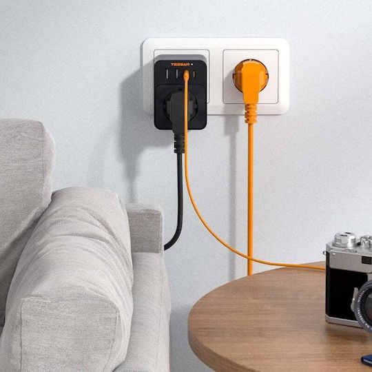 Tessan Steckdosenleiste mit USB-A und 2 USB-C Gray