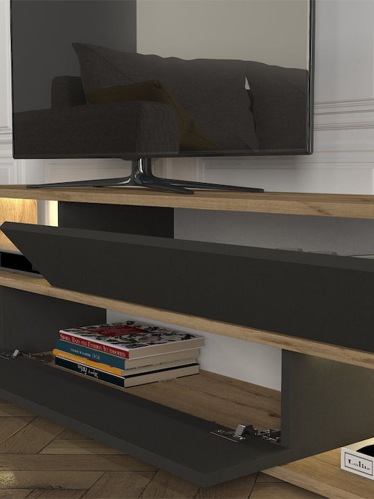 Έπιπλο Τηλεόρασης με Φωτισμό LED Sepet Oak - Ανθρακί Μ180xΠ29.5xΥ39cm