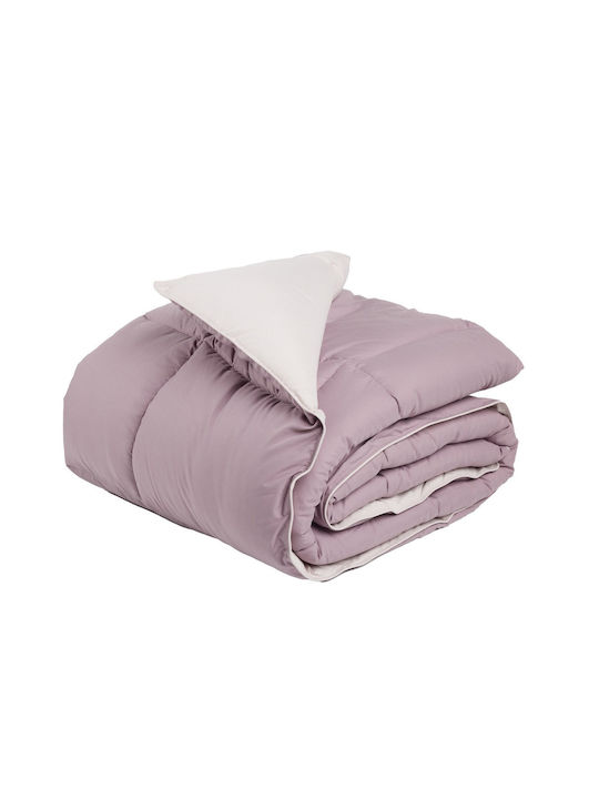 Das Home Duvet Queen with Microfiber Filling 220x240cm 9691 Happy Beige, Purple 550 GSMGsm 10.5 togs Togs