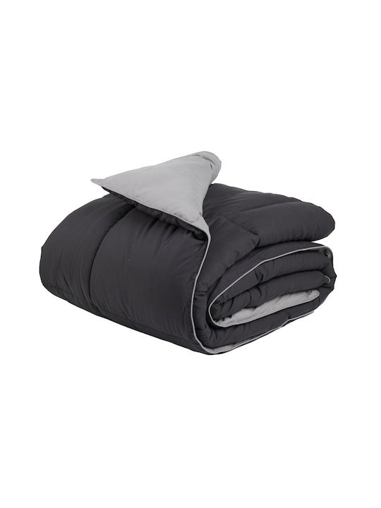Das Home Duvet Single with Microfiber Filling 160x220cm 9693 Happy Black, Grey 550 GSMGsm 10.5 togs Togs