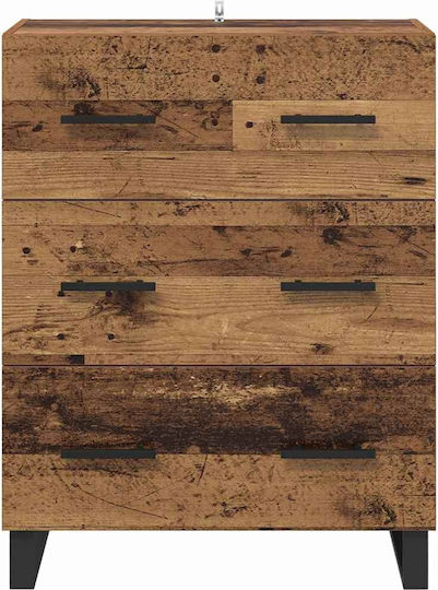 Wooden Chest of Drawers Coffee 69.5x34x90cm