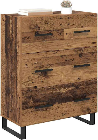 Wooden Chest of Drawers Coffee 69.5x34x90cm