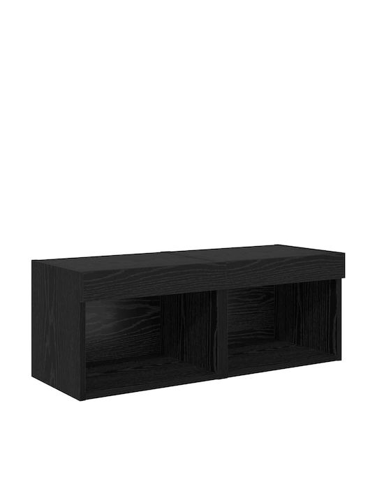 Wohnzimmer TV-Einheit Black Beech mit Vitrine & Beleuchtung L30xB30xH30cm