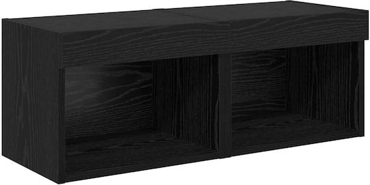 Living Room TV Unit with Showcase & Lighting Black Beech L30xW30xH30cm
