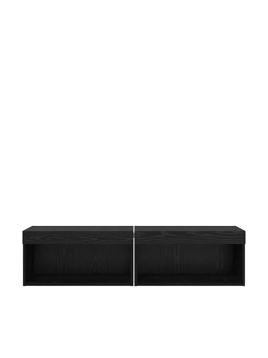Living Room TV Unit with Lighting Black Beech L60xW30xH30cm