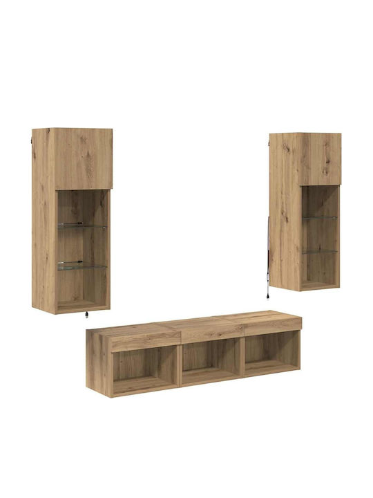 Wohnzimmer TV-Einheit Black Beech mit Beleuchtung L60xB30xH30cm