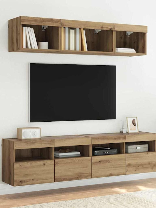 Living Room TV Unit with Lighting Artisan Oak L80xW30xH40cm