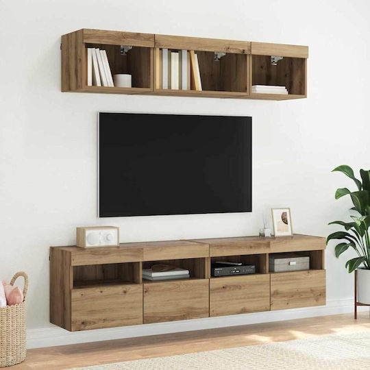 Σύνθετο Σαλονιού Artisan Oak με Φωτισμό Μ80xΒ30xΥ40εκ.
