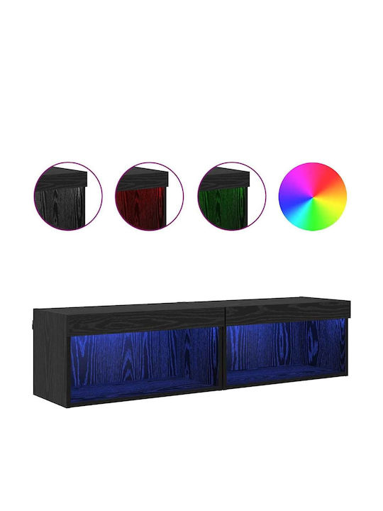 Living Room TV Unit with Lighting Black Beech L60xW30xH30cm