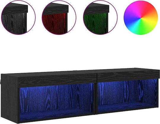 Living Room TV Unit with Lighting Black Beech L60xW30xH30cm