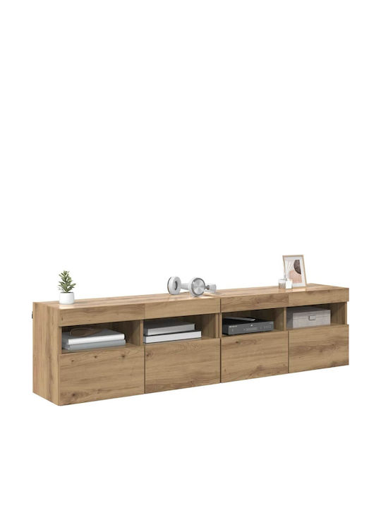 Living Room TV Unit with Lighting Artisan Oak L80xW30xH40cm