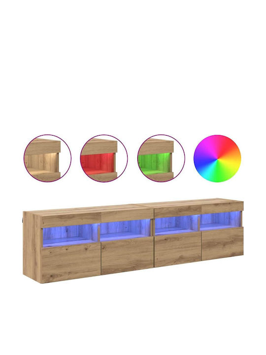 Living Room TV Unit with Lighting Artisan Oak L80xW30xH40cm