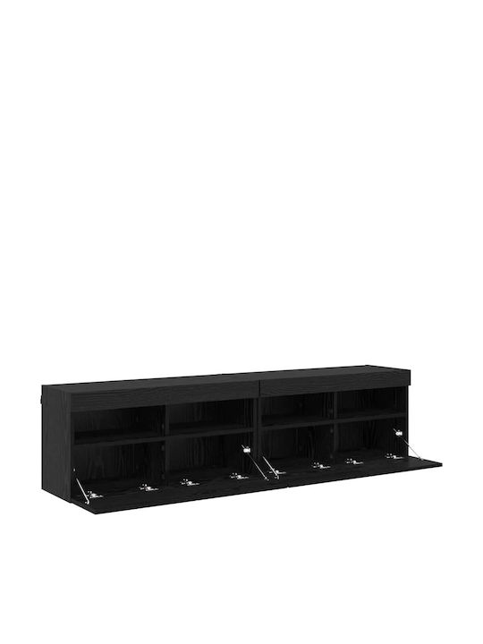 Living Room TV Unit with Lighting Black Beech L80xW30xH40cm