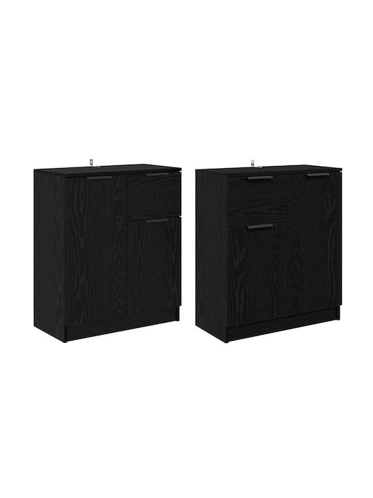 Sideboard Wooden with Drawers Black Beech 60x30x70cm