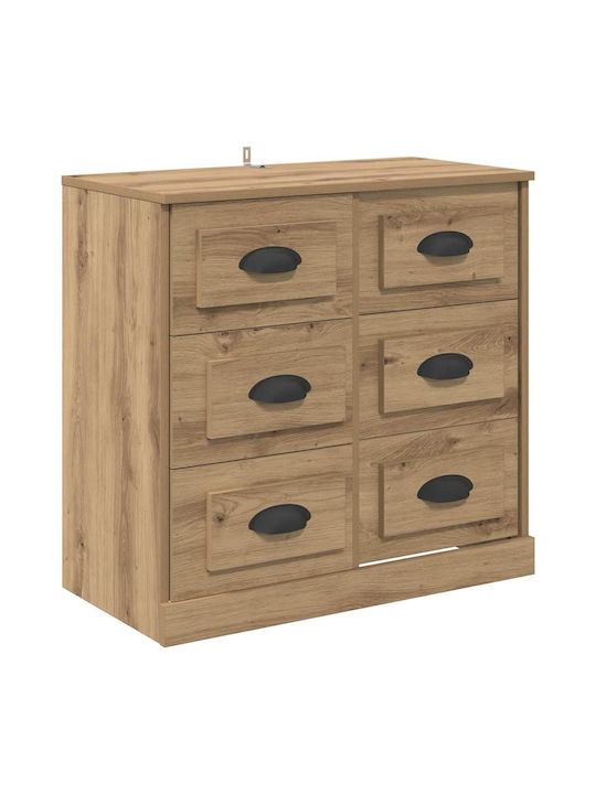 Sideboard Wooden with Drawers Artisan Oak 70x35.5x67.5cm